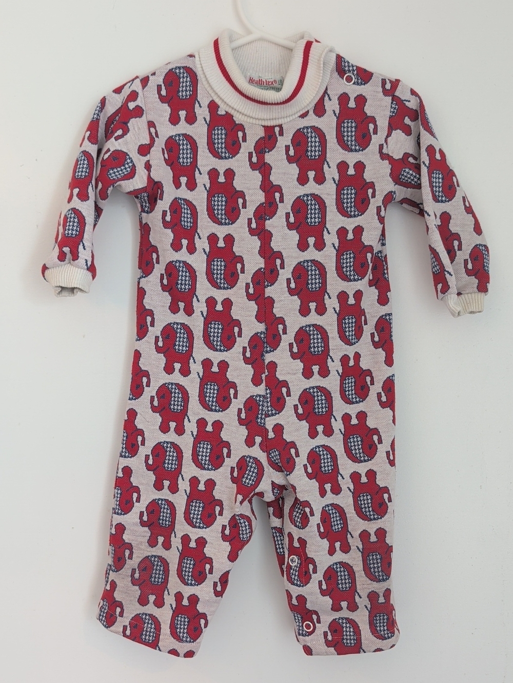 70s Vintage Alabama Game Day Houndstooth Elephant Sweater Onesie Size 18m